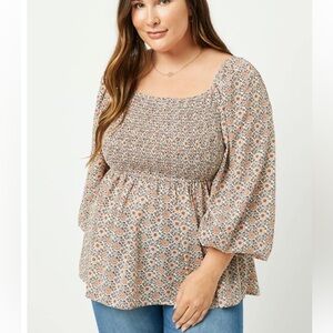 Women’s puff sleeve smocked peplum top by Hayden LA
